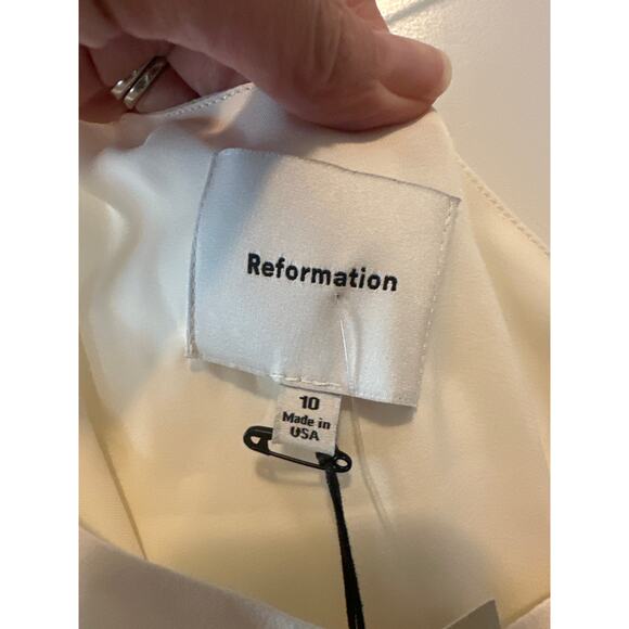 Reformation Rossi Ivory Asymmetrical Mini Dress NWT Size 10 - Picture 6 of 10